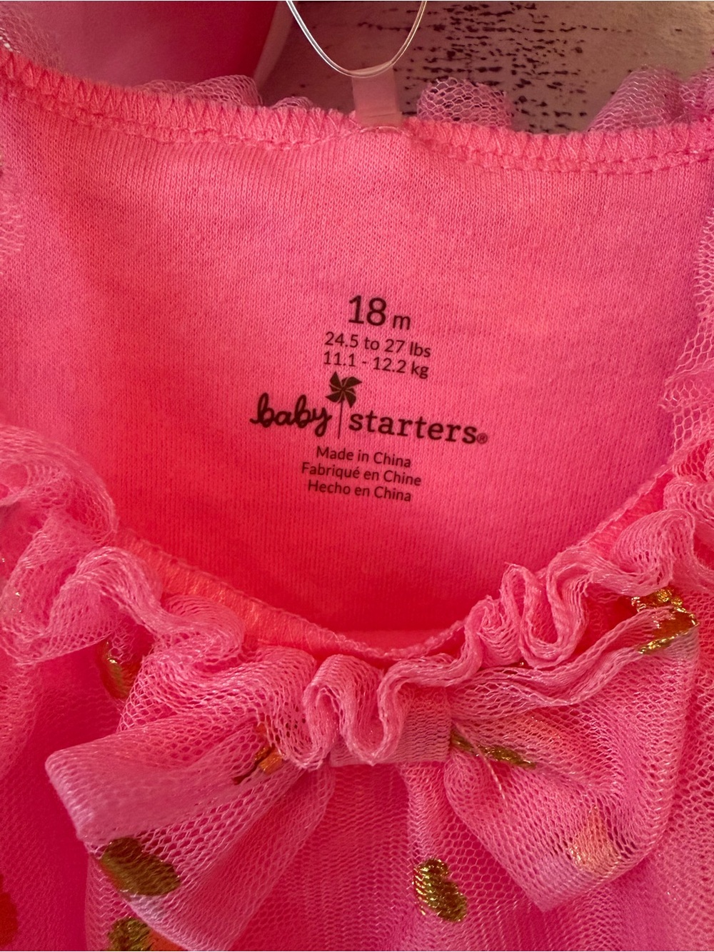 Pink Tulle Dress with Gold Accent Bow Headband - 2 Piece Set + Matching Shoes - Picture 5 of 9